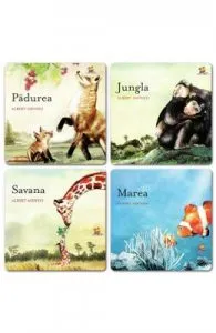 Pachet 4 carti: Unde traiesc animalele (Jungla+Marea+Padurea+Savana)
