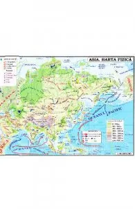 Asia de Harta Fizica + Harta Politica 1:46.000.000 (pliata)