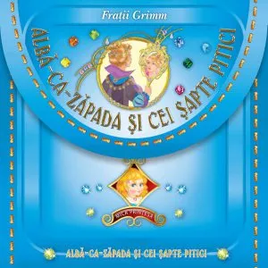 Alba-ca-Zapada si cei sapte pitici - pe carton cu posetuta de Fratii Grimm