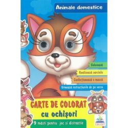 Animale domestice-Carte de colorat cu ochisori