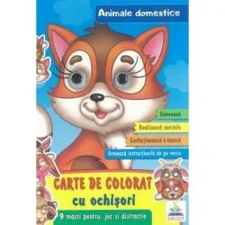 Animale domestice-Carte de colorat cu ochisori