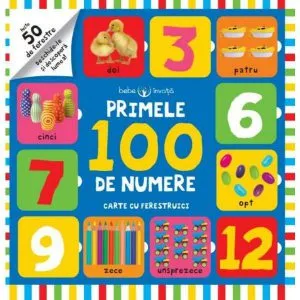 Primele 100 de numere. Carte cu ferestruici