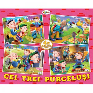 Puzzle - cei trei purcelusi (4 imagini - 59 de piese)