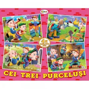 Puzzle - cei trei purcelusi (4 imagini - 59 de piese)