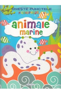 Uneste punctele si coloreaza: Animale marine