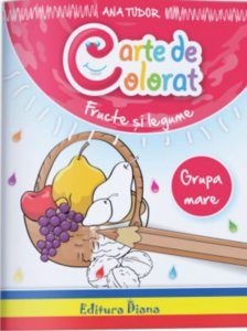 Carte de colorat - fructe si legume, grupa mare, 5-6 ani