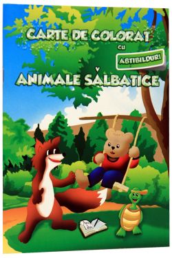 Carte de colorat cu abtibilduri - Animale salbatice
