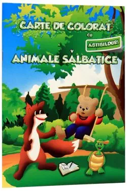 Carte de colorat cu abtibilduri - Animale salbatice