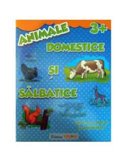 Animale domestice și sălbatice 3 . Carte de colorat cu abțibilduri