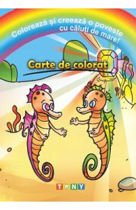 Coloreaza si creeaza o poveste cu caluti de mare! Carte de colorat