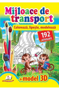 Mijloace de transport. Coloreaza, lipeste, modeleaza. 192 autocolantemodel 3D
