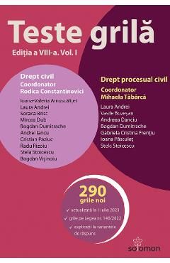 Teste grila Vol.1: Drept civil. Drept procesual civil Ed.8