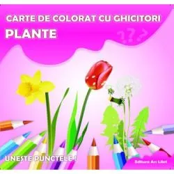 Carte de colorat cu ghicitori. Uneste punctele. Plante de Adina Grigore