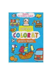 Carte de colorat pentru baieți. Cuvinte în română și engleză