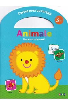 Lipeste si coloreaza. Cartea mea cu tortita: Animale 3 ani