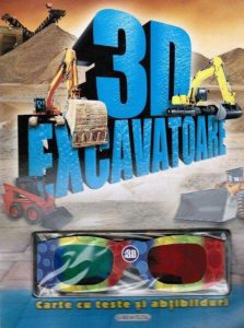 3D - Excavatoare: Carte cu teste si abtibilduri