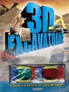 3D - Excavatoare: Carte cu teste si abtibilduri