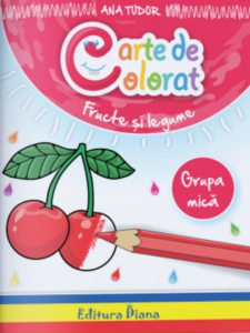 Carte de colorat - fructe si legume, grupa mica, 3-4 ani