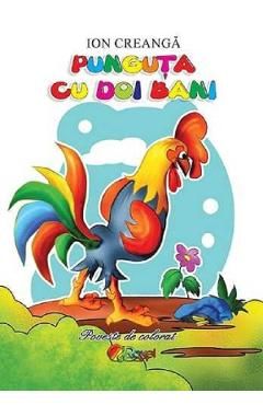 Punguta cu doi bani. Poveste de colorat