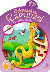 Coloreaza cu Rapunzel. Cu autocolante