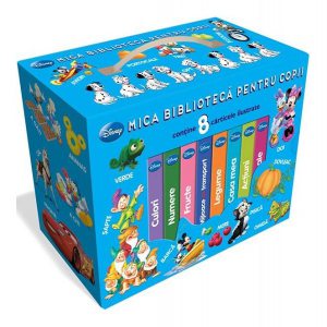 Cutie cadou Disney Mica bibliotecă pentru copii. Conţine 8 cărticele ilustrate