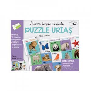 Invata despre animale. Puzzle urias - 28 de piese mari