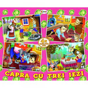 Puzzle - capra cu trei iezi (4 imagini - 59 de piese)