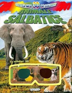 Cartea mea 3D de colorat. Animale salbatice. Cu ochelari 3D!