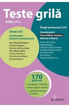 Teste grila. Drept civil. Drept procesual civil Ed.2 de Mihaela Tabarca