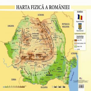 Harta fizica a Romaniei - plansa A2