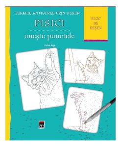Terapie antistres. Bloc de desen. Pisici. Unește punctele