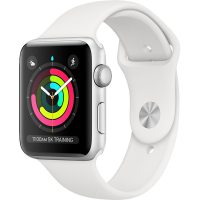 Smartwatch Apple Watch 3, Aluminiu 38 mm, corp silver, curea silicon alb, MTEY2