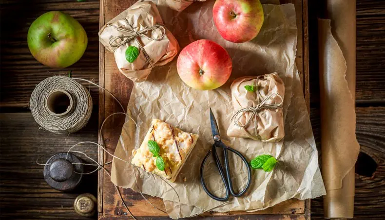 PESO, MAÇÃ, TARTE, PACOTE, PAPEL