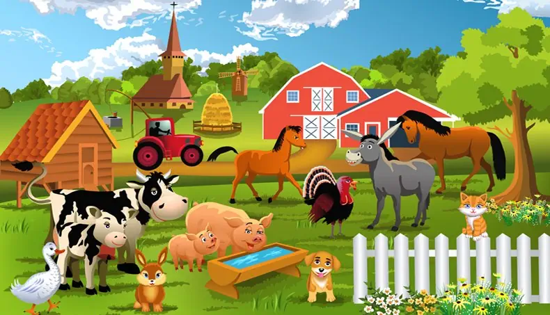 FARM, BARN, PIG, PIGLET, COW