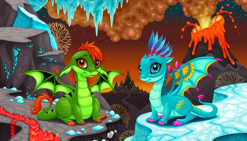 VOLCANO, LAVA, DRAGON, TAIL, CREST