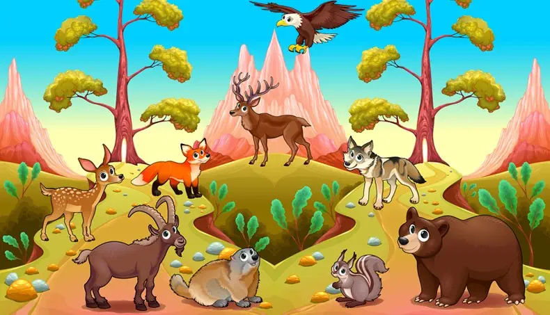 BEAR, EAGLE, FOX, DEER, IBEX