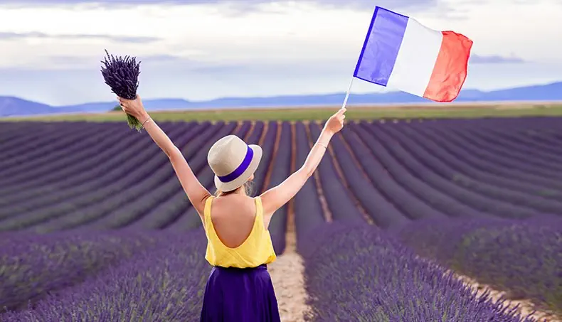 FRANCE, DRAPEAU, LAVANDE, CHAMP, DAME