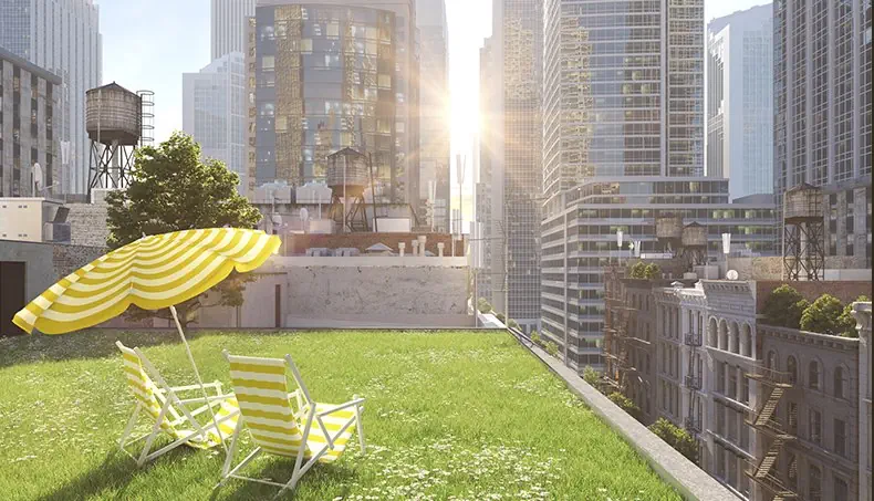 DECKCHAIR, CITY, STRIPES, DOWNTOWN, LAWN