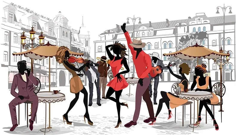 VIOLIN, CAFE, DANCE, GUITAR, UMBRELLA
