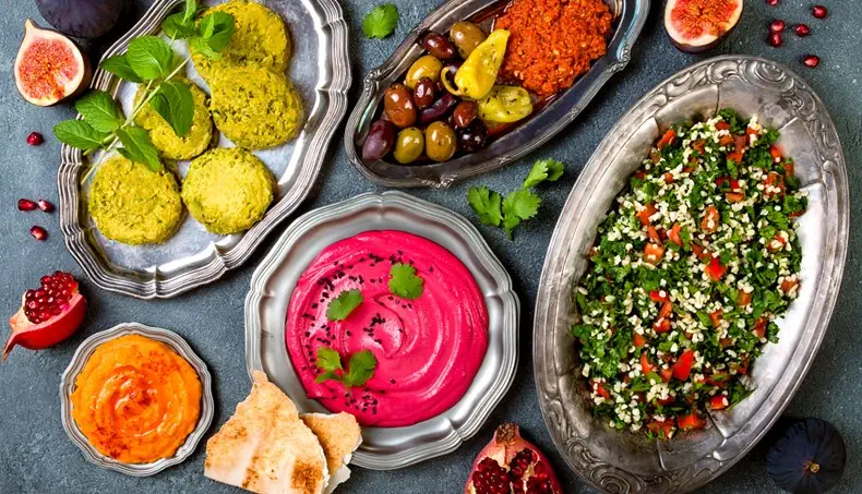 SESAME, DINNER, CUISINE, TOP VIEW, FLATBREAD
