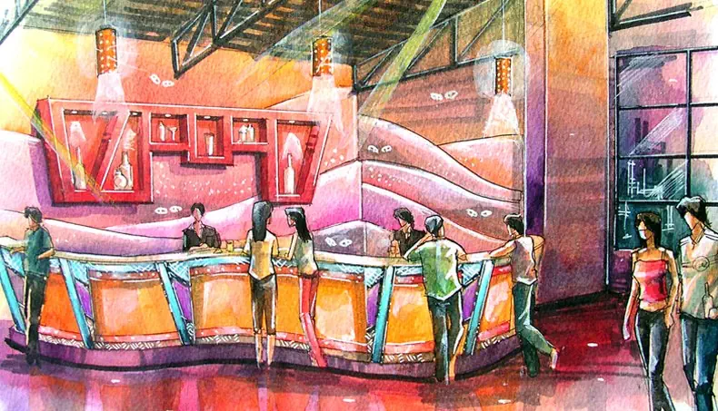 CLUB, BAR, BARMAN, COUPLE, VISITORS