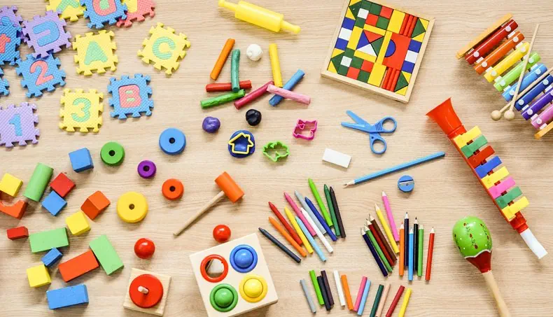 GETAL, LETTER, HAMER, MARACAS, XYLOFOON