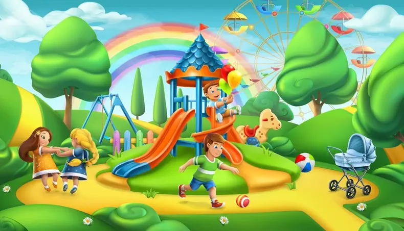 ARCOBALENO, SCIVOLO, PARCO GIOCHI, RUOTA PANORAMICA, PASSEGGINO