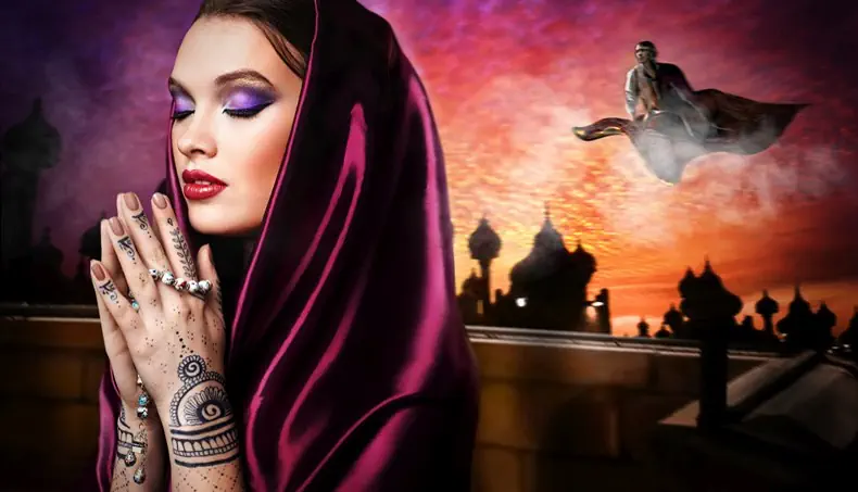 ORIENTAL, FLYING CARPET, PRAYER, EYESHADOW, LIPS
