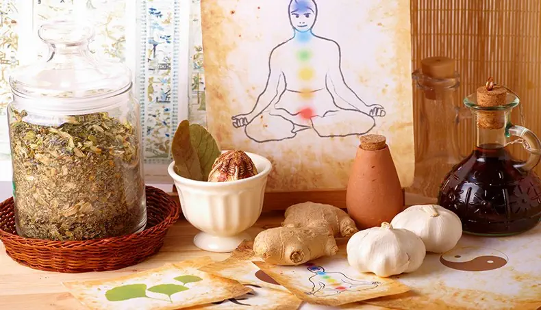 POSE, CHAKRA, CARTES, GINGEMBRE, HERBES