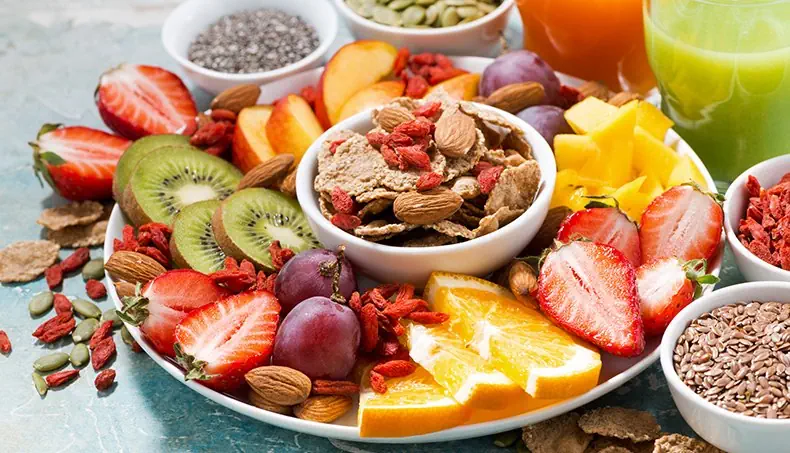 ALMONDS, KIWI, GOJI BERRIES, FLAX, GRAPE