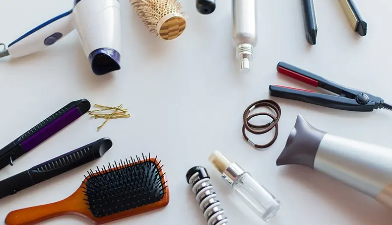 HAIR DRYER, HAIRPIN, HAIR IRON, COMB, SCRUNCHY