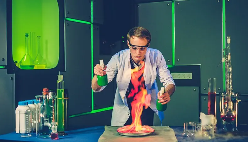 LABORATÓRIUM, PLAMEŇ, EXPERIMENT, REAKCIA, BANKA