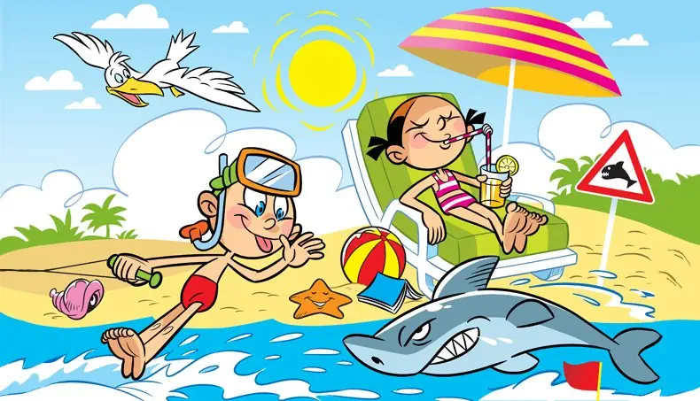 ALBATROSS, BEACH, SHARK, WATER SKIING, SUNBED
