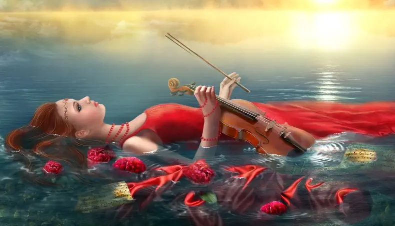 PEONY, VIOLIN, VIOLIN BOW, NOTES, PROFILE